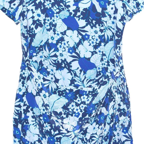 Vintage 100% Silk Appleseed’s Midi Wrap Dress Size 16 Floral Blue - Picture 5 of 9